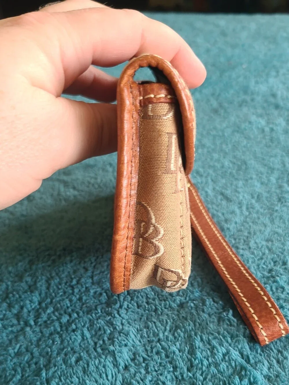 Dooney & Bourke Brown Signature Wristlet Pouch